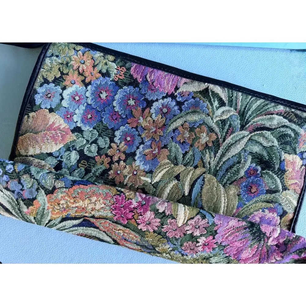 Vintage Victoria's Secret Floral Tapestry Makeup Bag 90s Y2K Travel Clutch